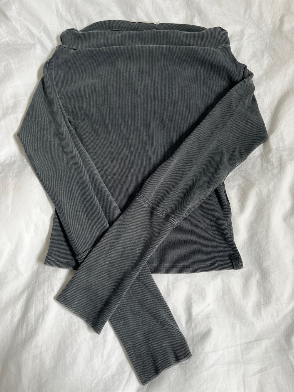 We the Free Gigi Long Sleeve Off-shoulder dark grey black neutral basic staple